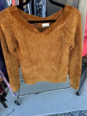 Hem & Thread Golden Mustard V-Neck Chenille Sweater